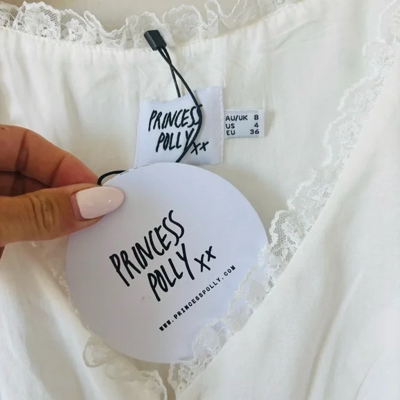 Princess Polly NWT linen and lace vest tank hook & eye closure dainty tank S - Picture 3 of 6